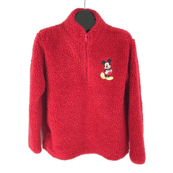 Disney Tops - Disney Mickey Mouse Fleece 1/4 Zip Pullover Sweater Women's Medium / 7-9 Winter